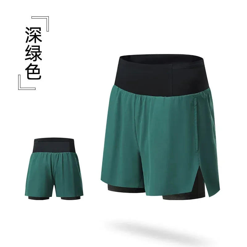 2 in 1 Trail Running Marathon High Large Capacity Quick Dry Long Distance Training Shorts Sports Men Women Summer Pockets Lining
