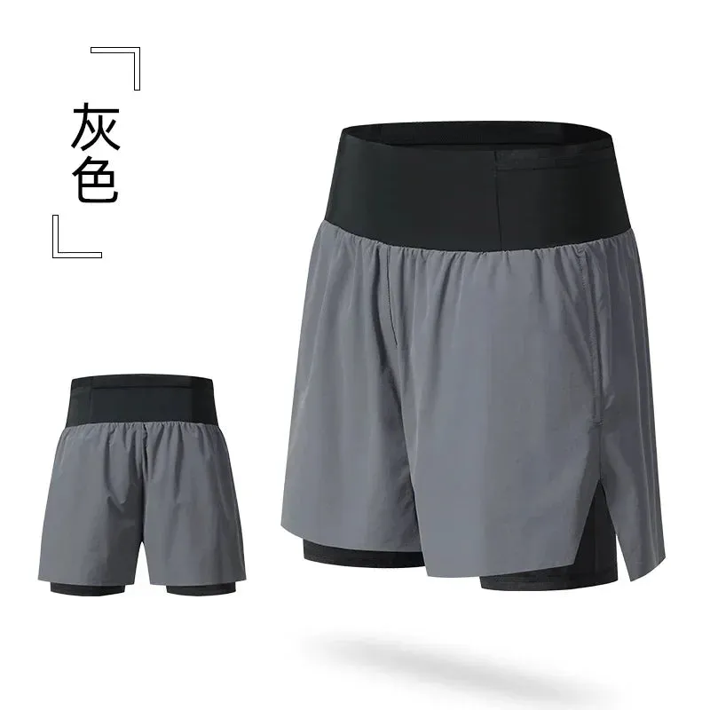 2 in 1 Trail Running Marathon High Large Capacity Quick Dry Long Distance Training Shorts Sports Men Women Summer Pockets Lining