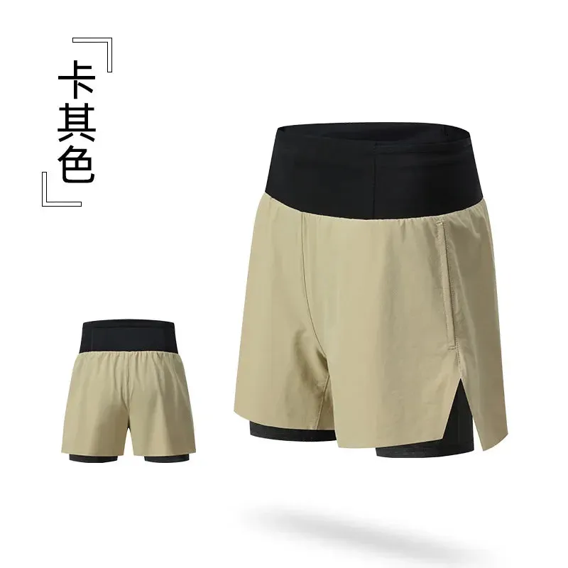 2 in 1 Trail Running Marathon High Large Capacity Quick Dry Long Distance Training Shorts Sports Men Women Summer Pockets Lining