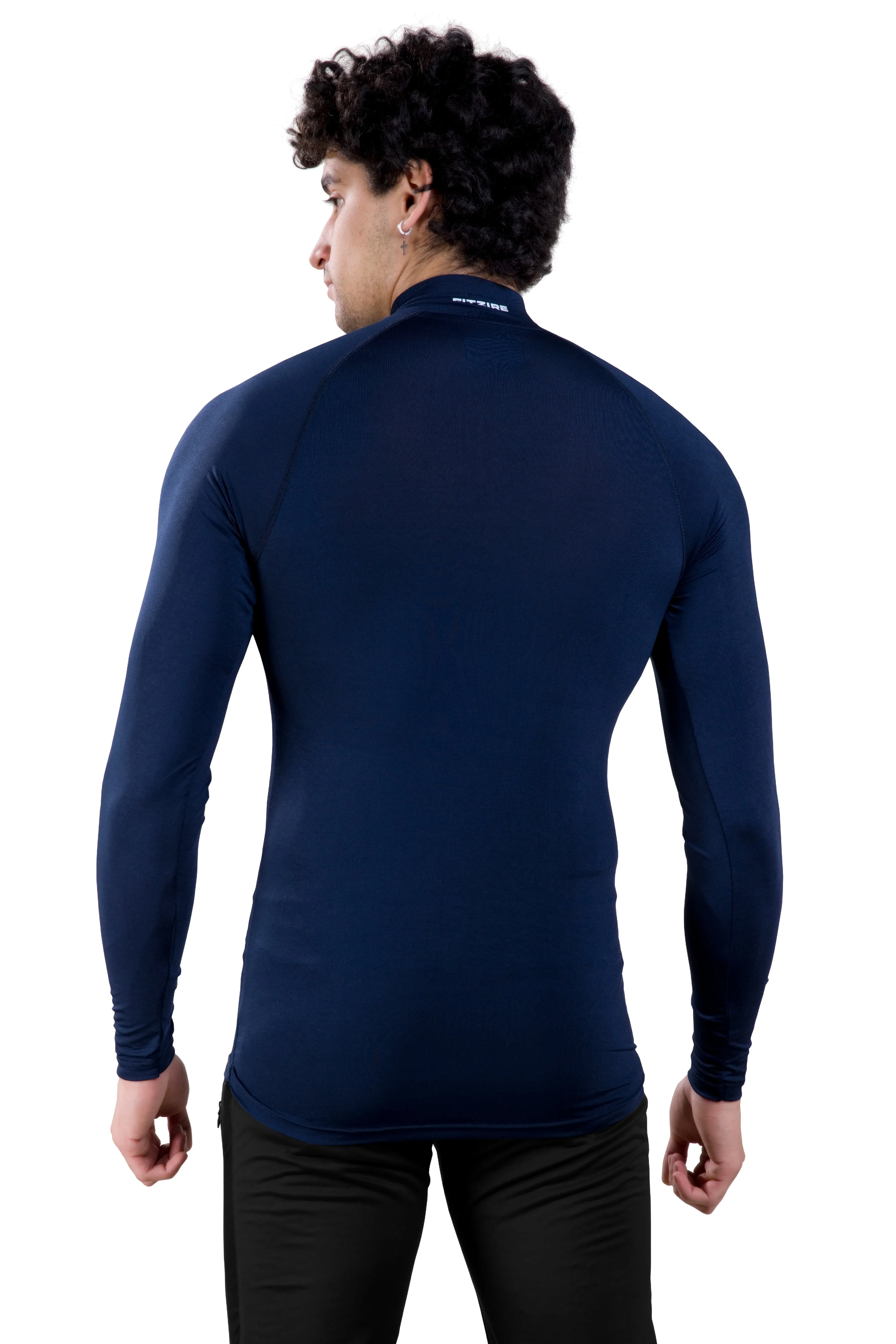 ALPHA - NAVY COMPRESSION T-SHIRT - FULL SLEEVE - HIGH NECK