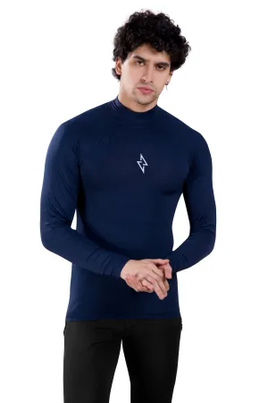 ALPHA - NAVY COMPRESSION T-SHIRT - FULL SLEEVE - HIGH NECK