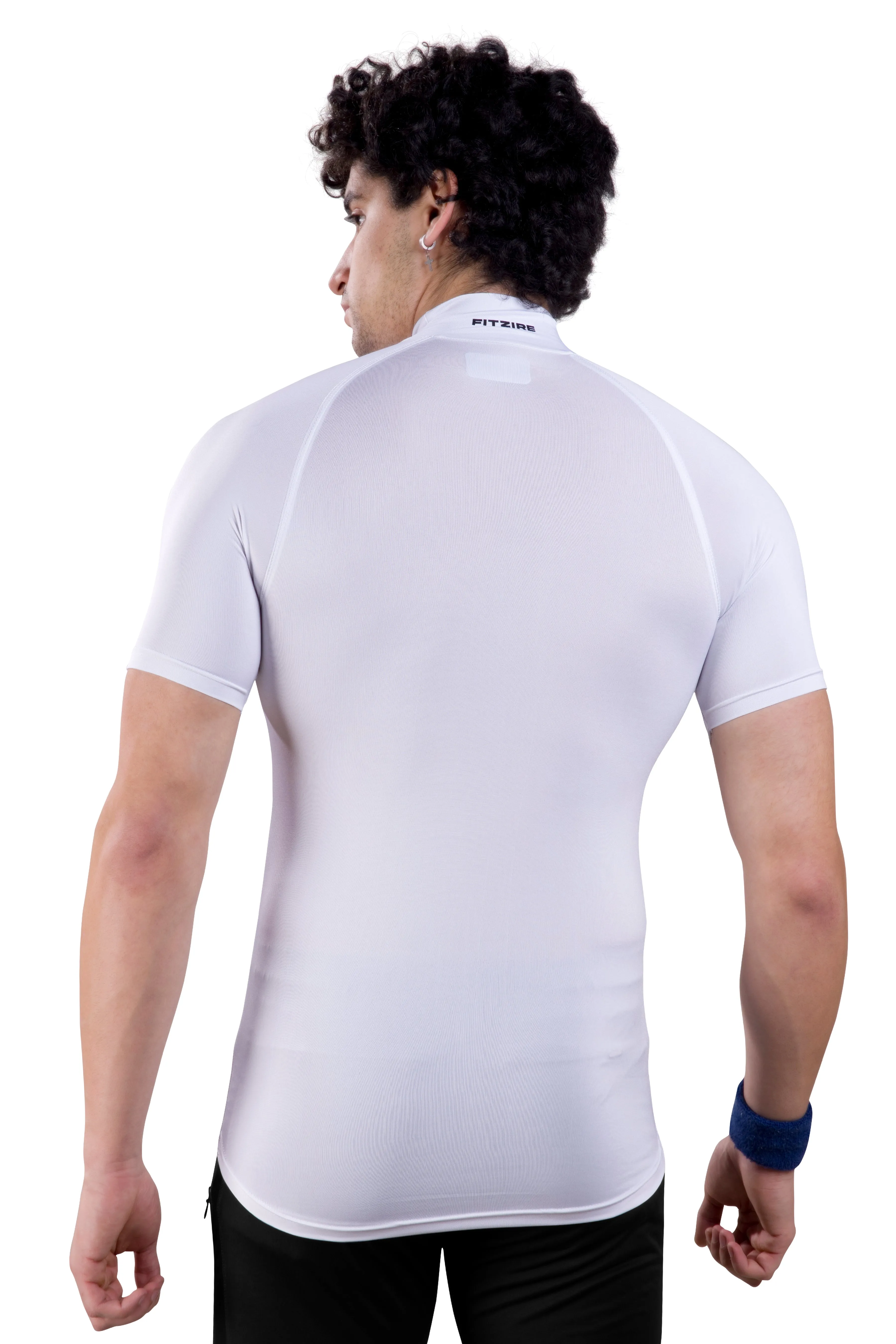 ALPHA - WHITE COMPRESSION T-SHIRT - HIGH NECK
