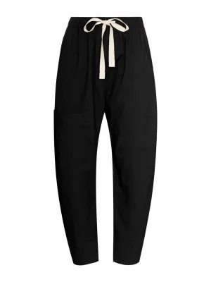 Black drawstring cotton trousers