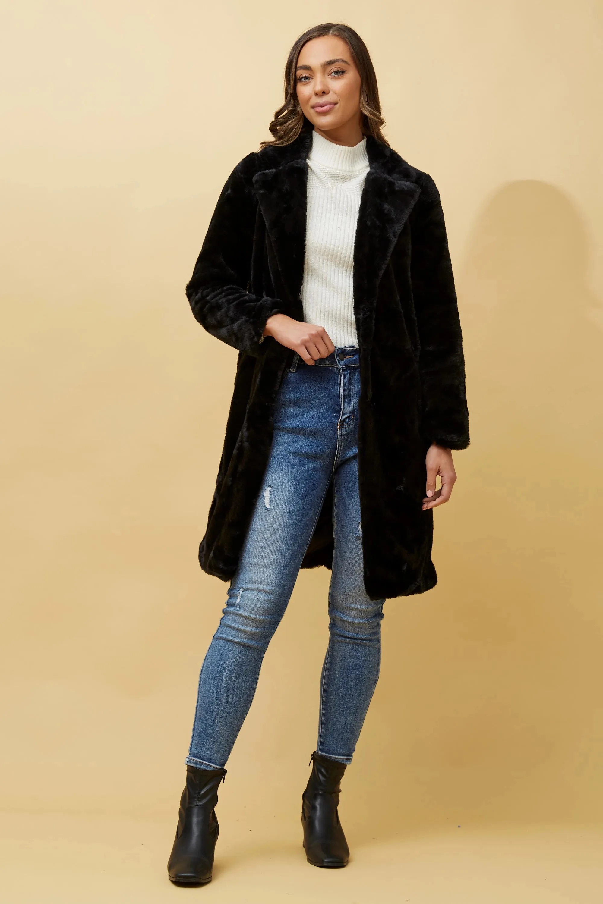 BROOKS FAUX FUR COAT