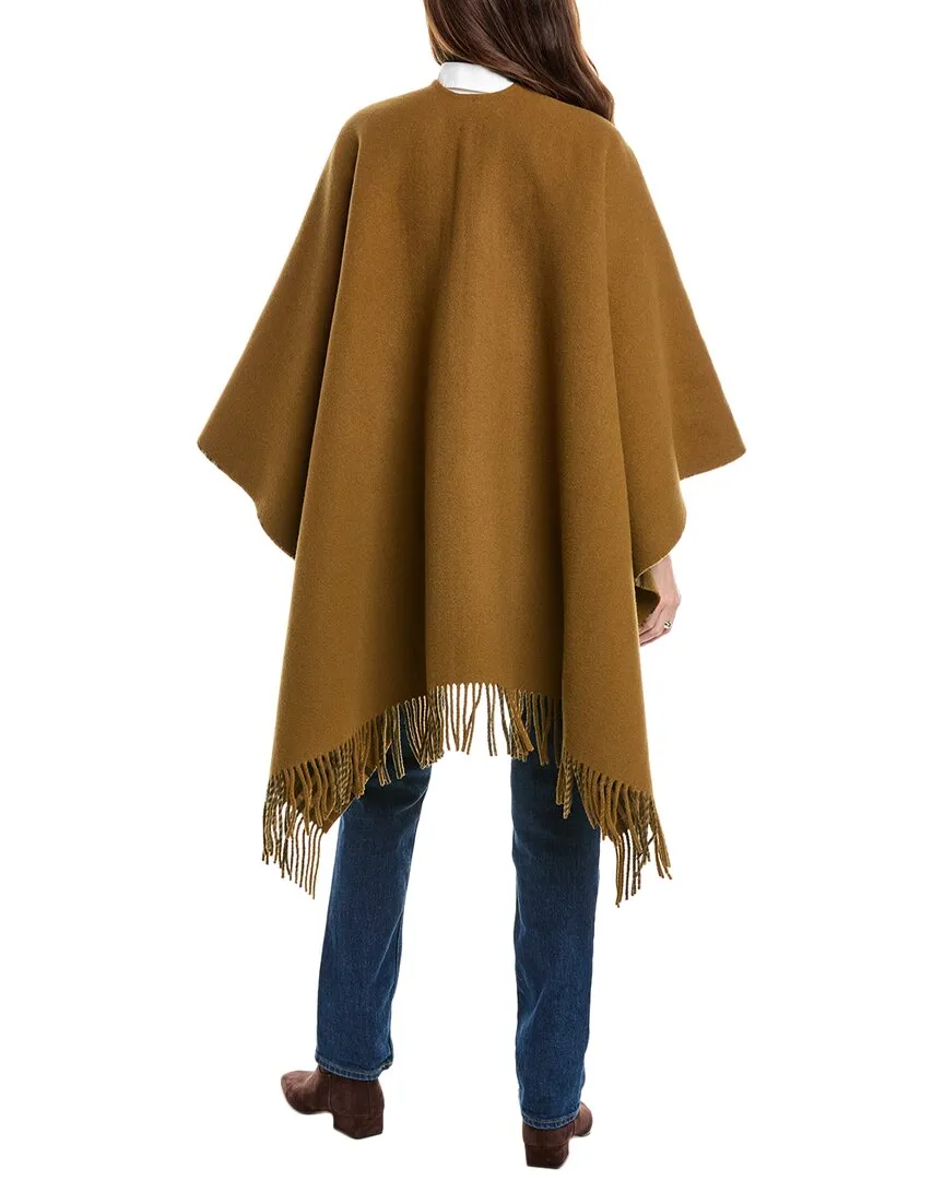 Burberry Leather-Trim Wool Cape