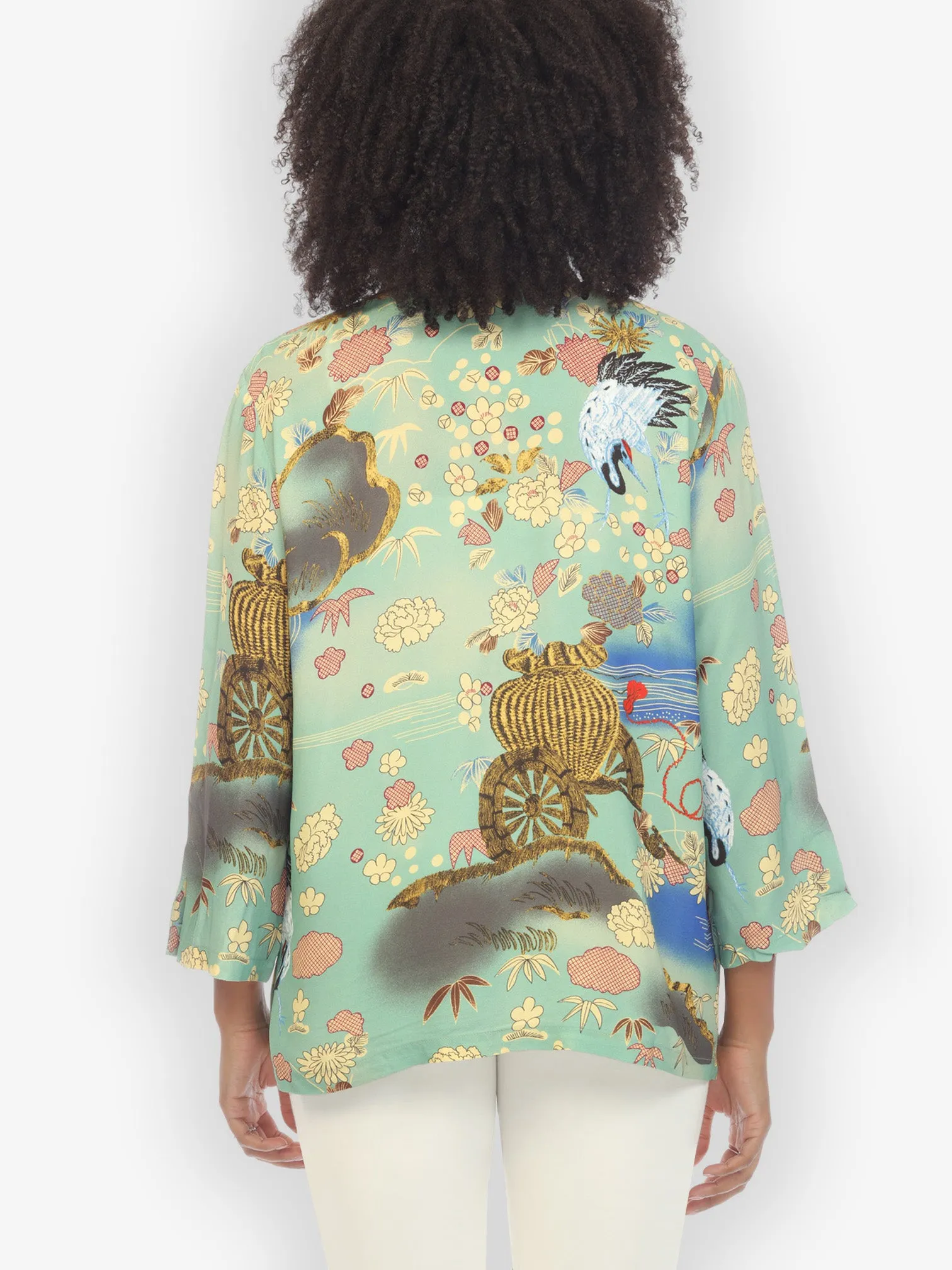 Crane Water Flower Citron Style Blouse