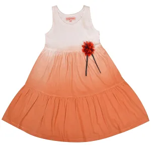 CrayonFlakes Kids Wear for Girls 100% Cotton Sleeveless Frock Peach Ombre Dress.