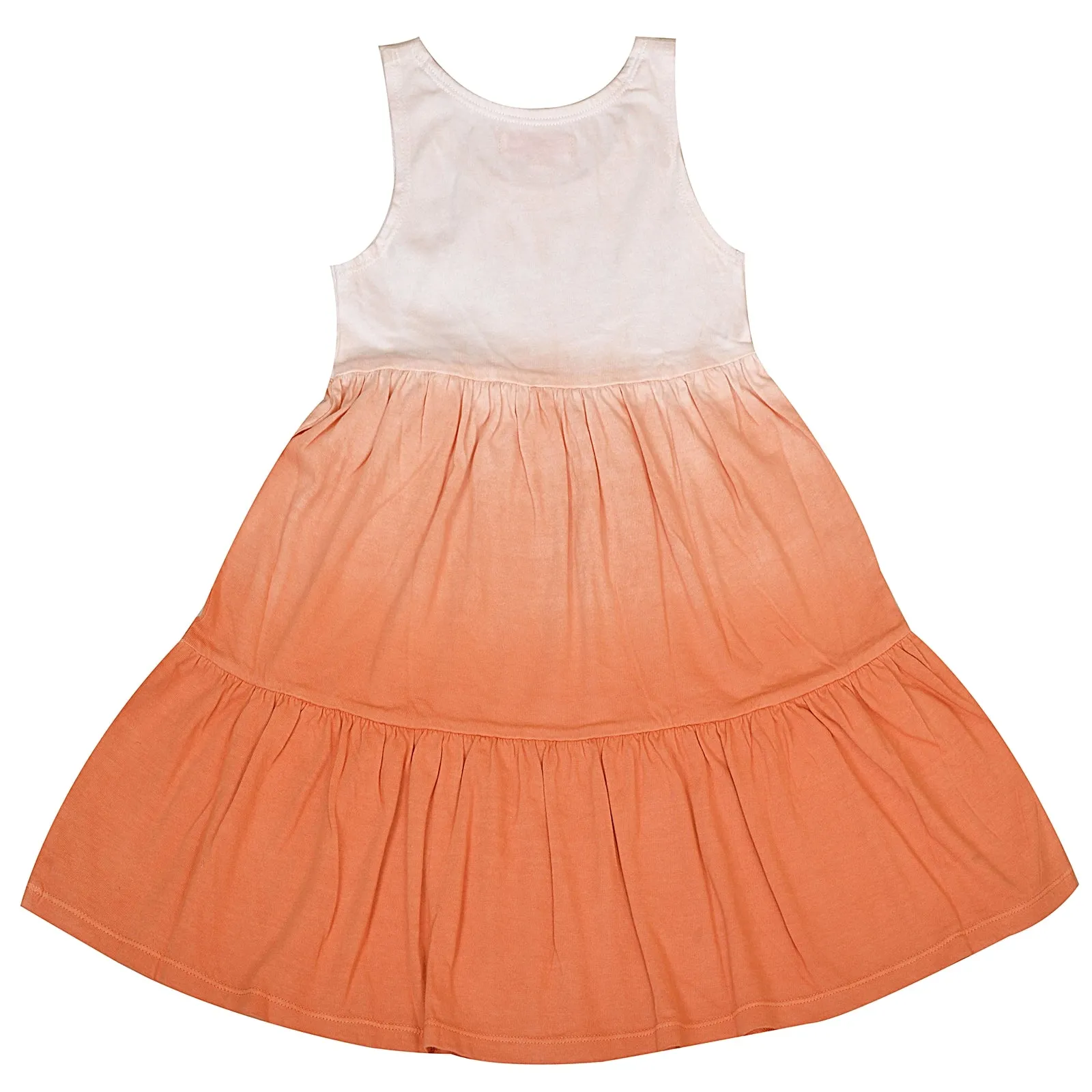 CrayonFlakes Kids Wear for Girls 100% Cotton Sleeveless Frock Peach Ombre Dress.
