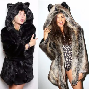 Ears Faux Fur Coat Jacket