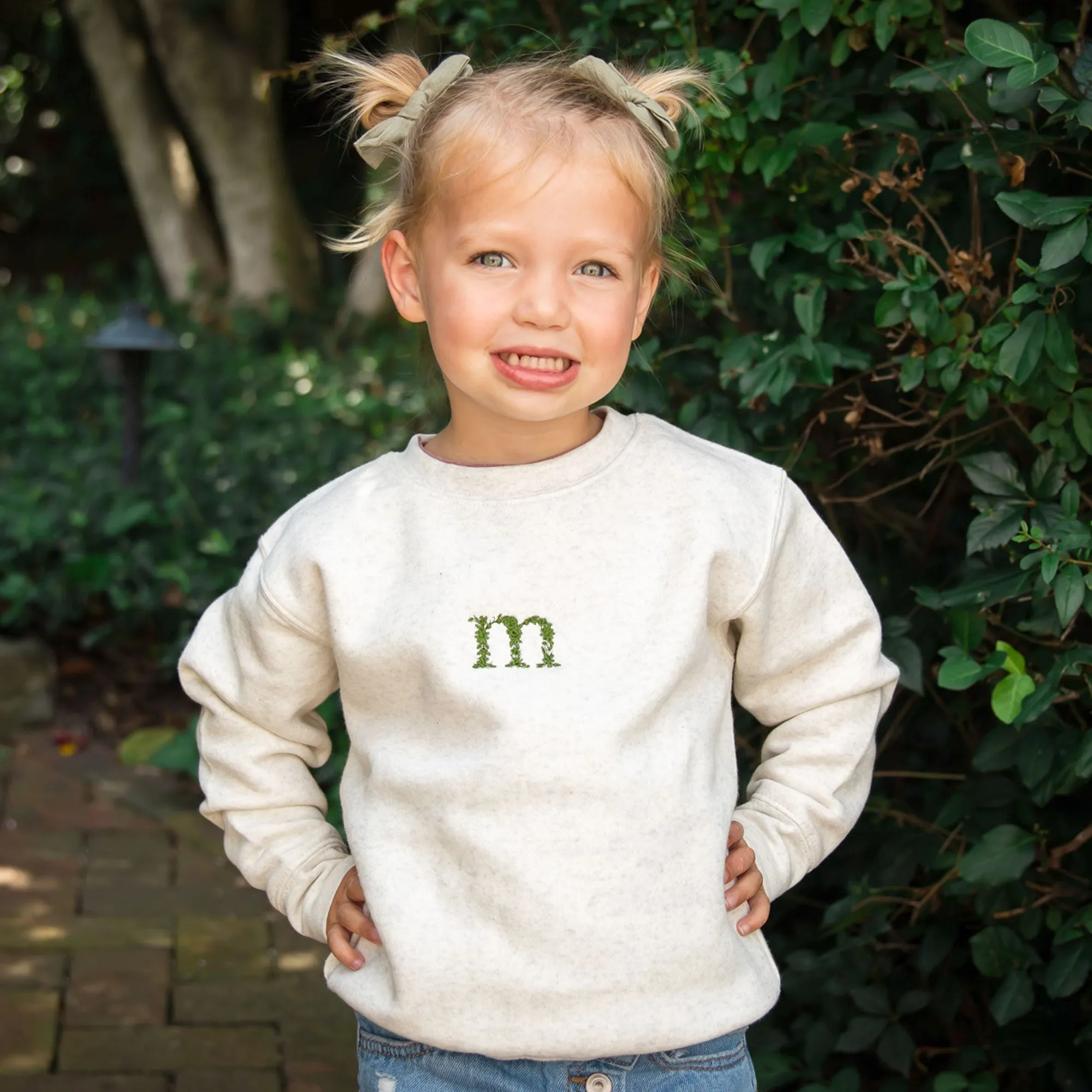 Embroidered Floral Initial Youth and Toddler Sweatshirt