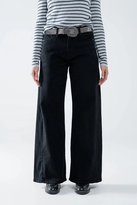 Extra Wide Leg Trousers in Black