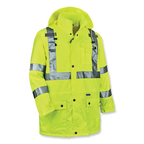 Glowear 8365 Class 3 Hi-vis Rain Jacket, Polyester, Small, Lime, Ships In 1-3 Business Days