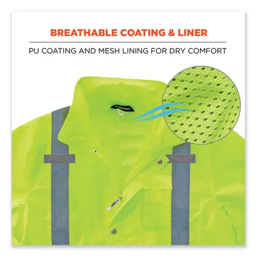 Glowear 8365 Class 3 Hi-vis Rain Jacket, Polyester, Small, Lime, Ships In 1-3 Business Days