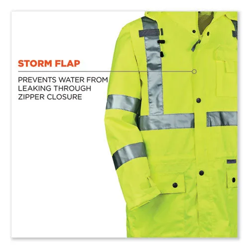 Glowear 8365 Class 3 Hi-vis Rain Jacket, Polyester, Small, Lime, Ships In 1-3 Business Days