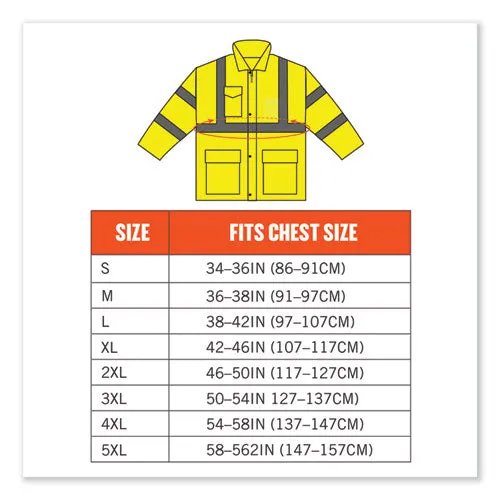 Glowear 8365 Class 3 Hi-vis Rain Jacket, Polyester, Small, Lime, Ships In 1-3 Business Days