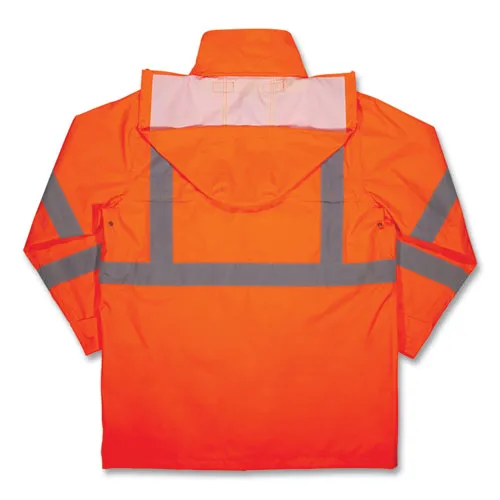 Glowear 8366 Class 3 Lightweight Hi-vis Rain Jacket, Polyester, 3x-large, Orange, Ships In 1-3 Business Days