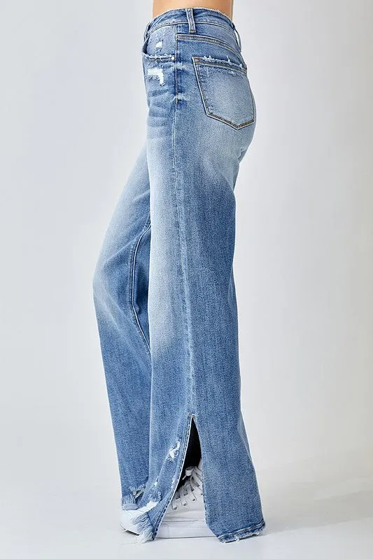 High Rise Slit Wide Leg