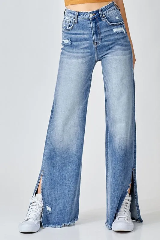 High Rise Slit Wide Leg
