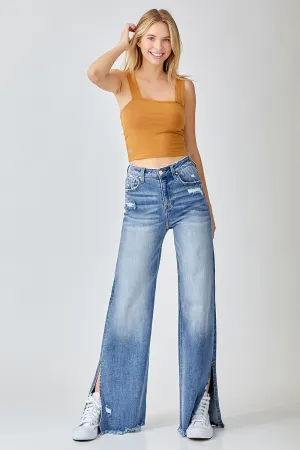 High Rise Slit Wide Leg