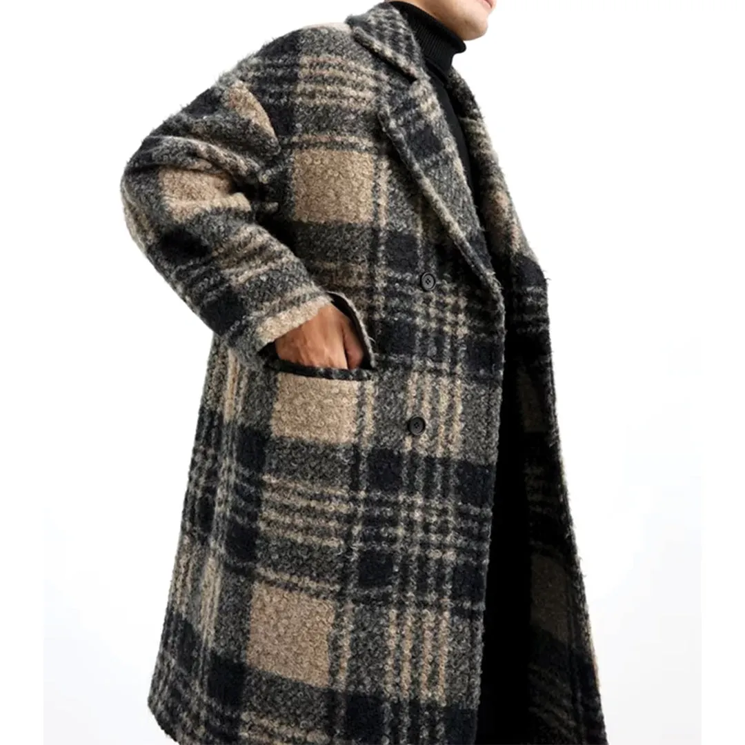 Honey Plaid Wool Coat