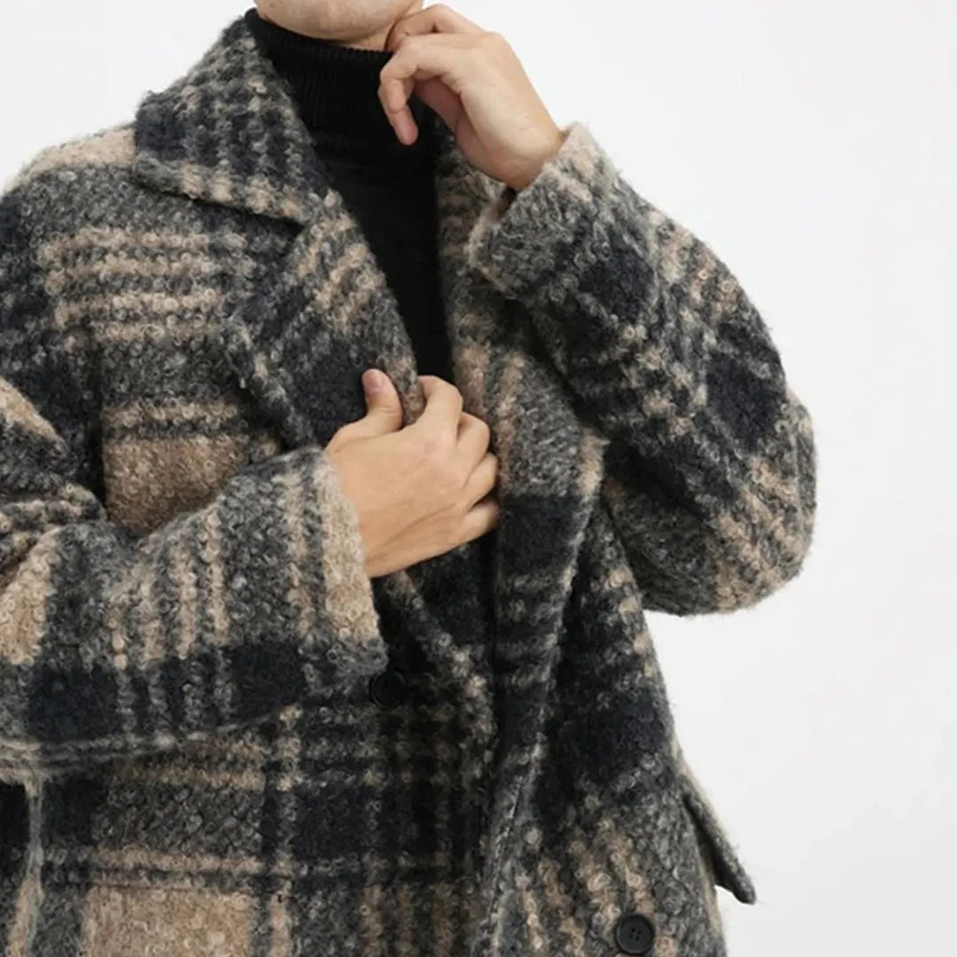 Honey Plaid Wool Coat