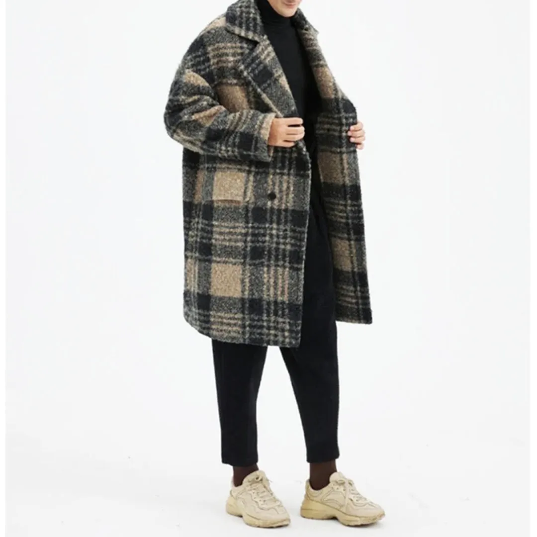 Honey Plaid Wool Coat