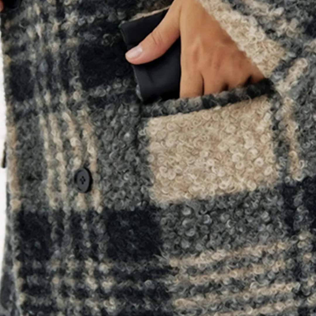 Honey Plaid Wool Coat