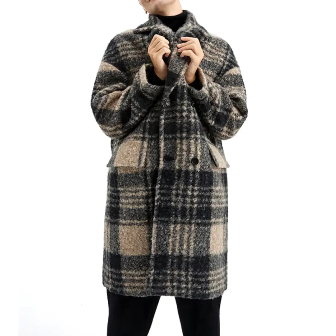 Honey Plaid Wool Coat