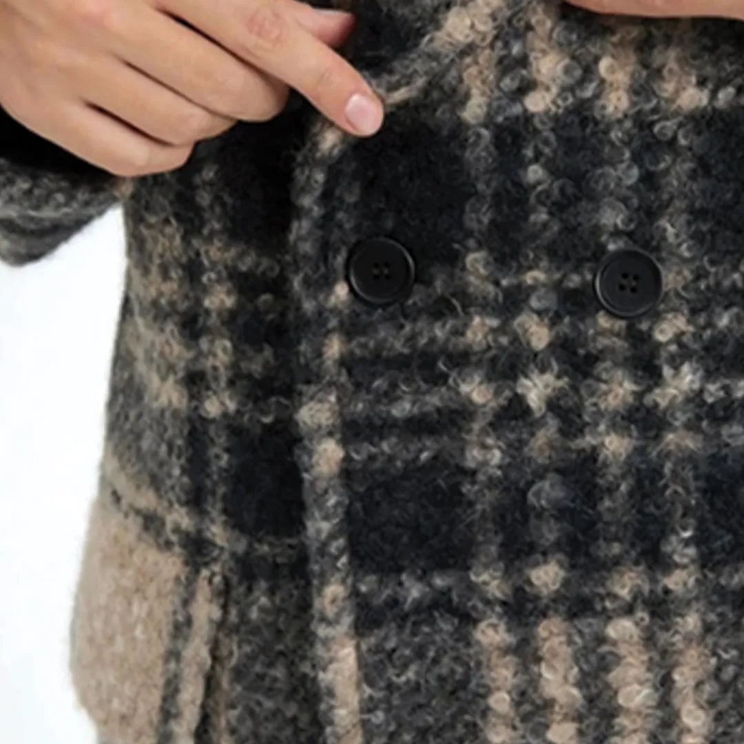 Honey Plaid Wool Coat