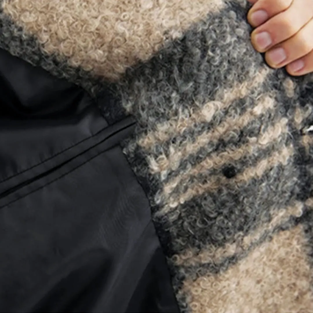Honey Plaid Wool Coat