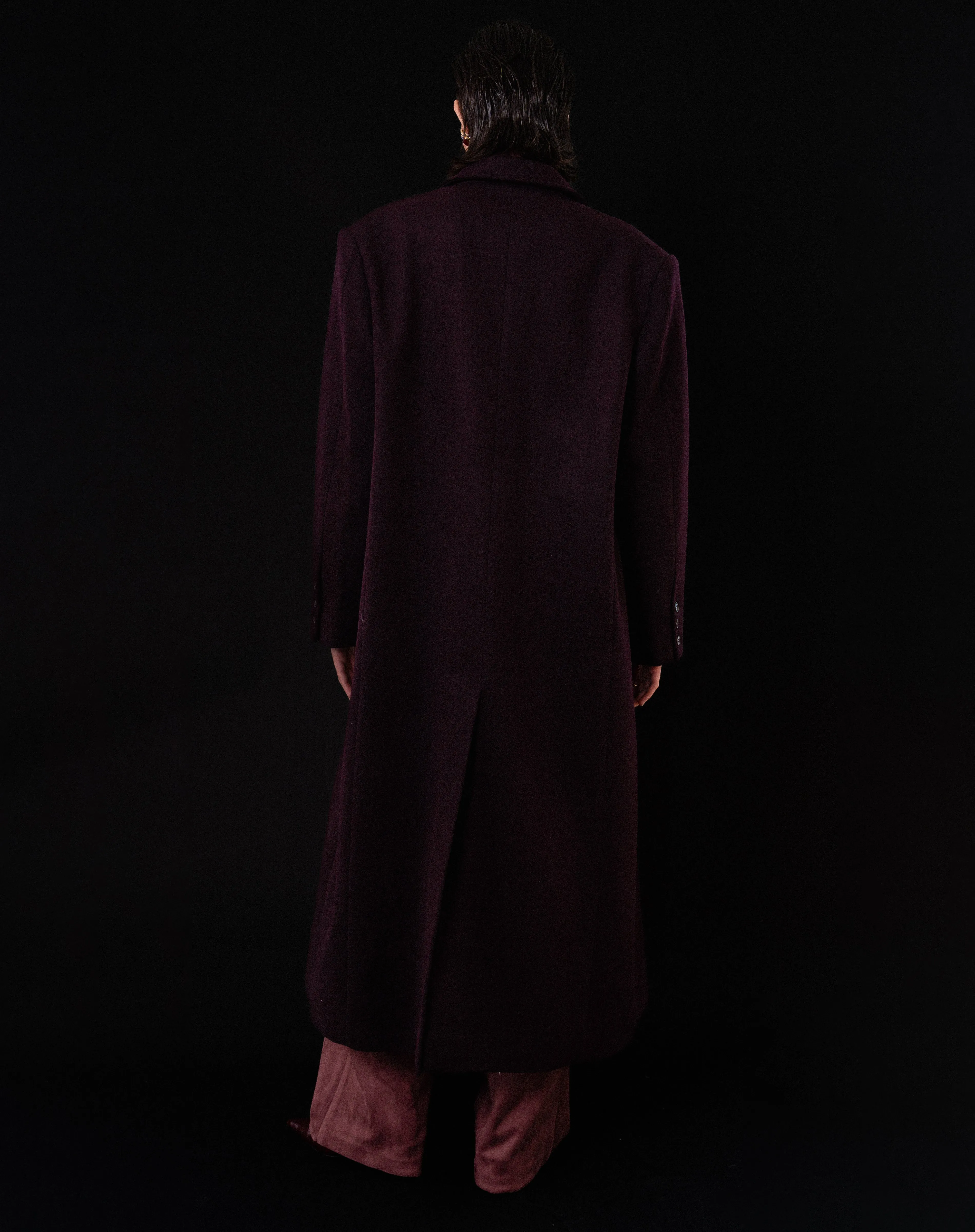 Kieran Oversized Double Breasted Coat, Burgundy