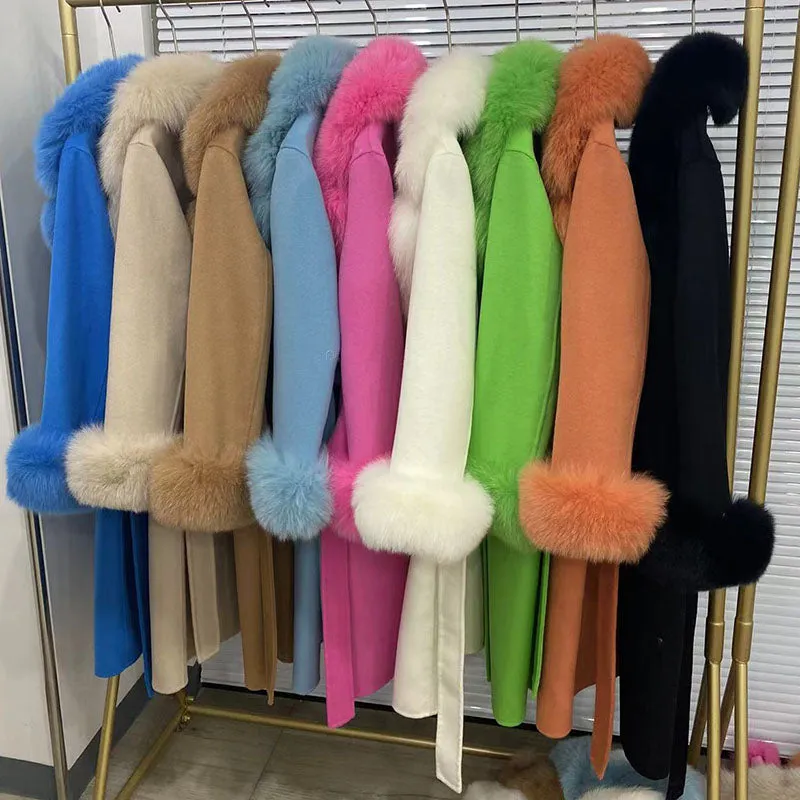 Long Coat with Big Faux Fur Collar