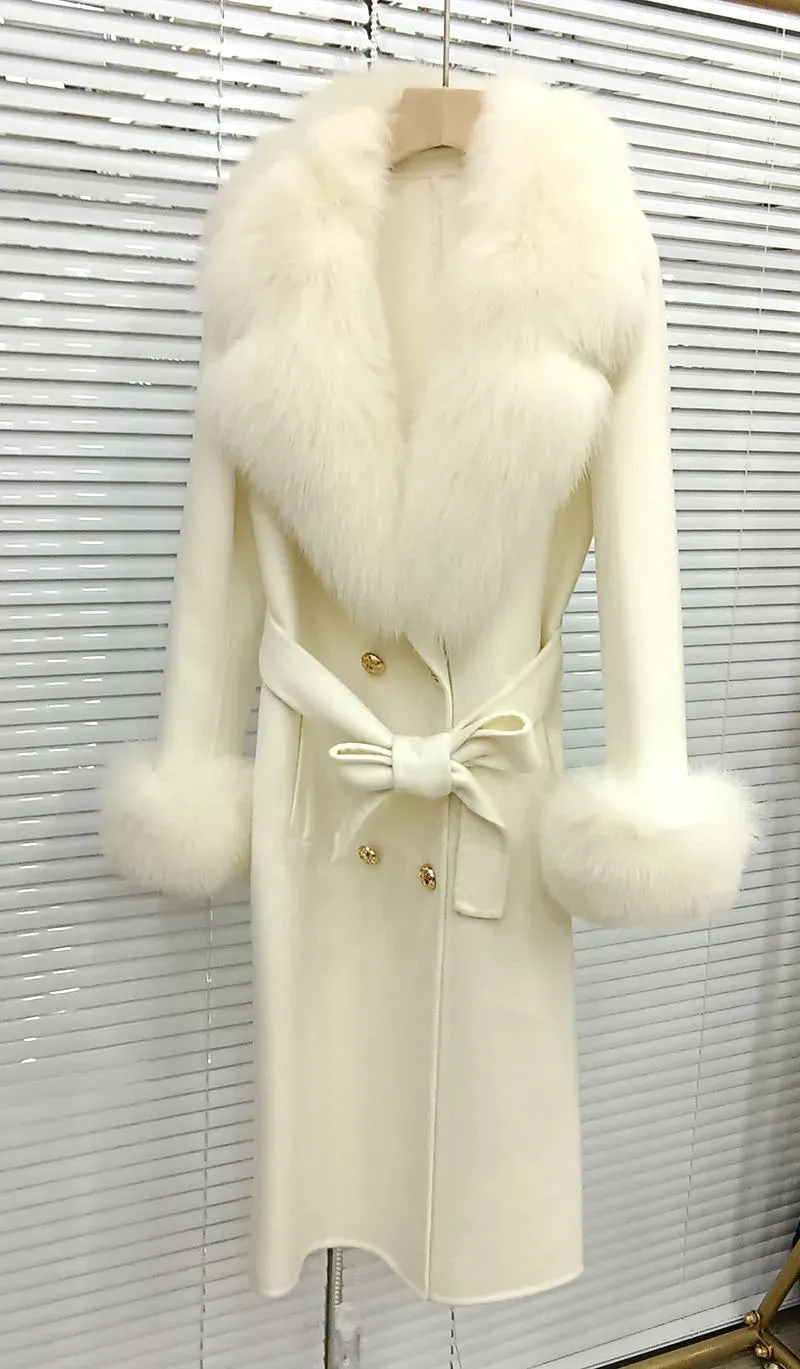 Long Coat with Big Faux Fur Collar