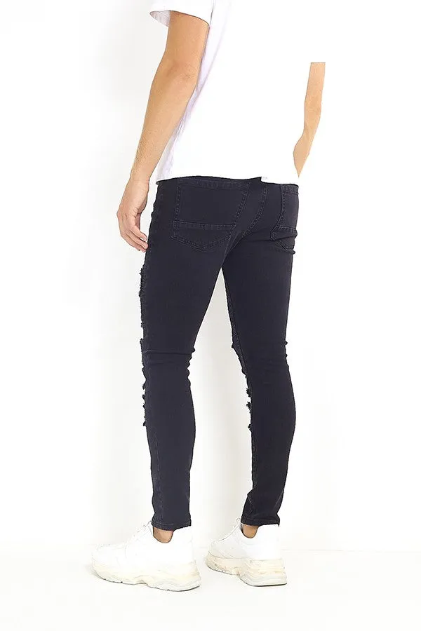 LUMBERJACK CHECK PATCH DETAIL CHARCOAL SKINNY JEANS
