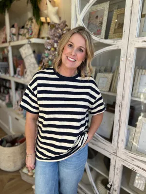 Navy & Ivory Oversized Stripe Tee