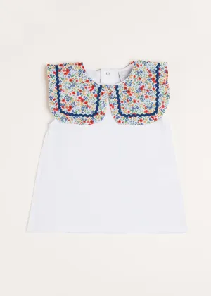 Poppy Floral Print Bib Collar Sleeveless Top in Red (2-10yrs)