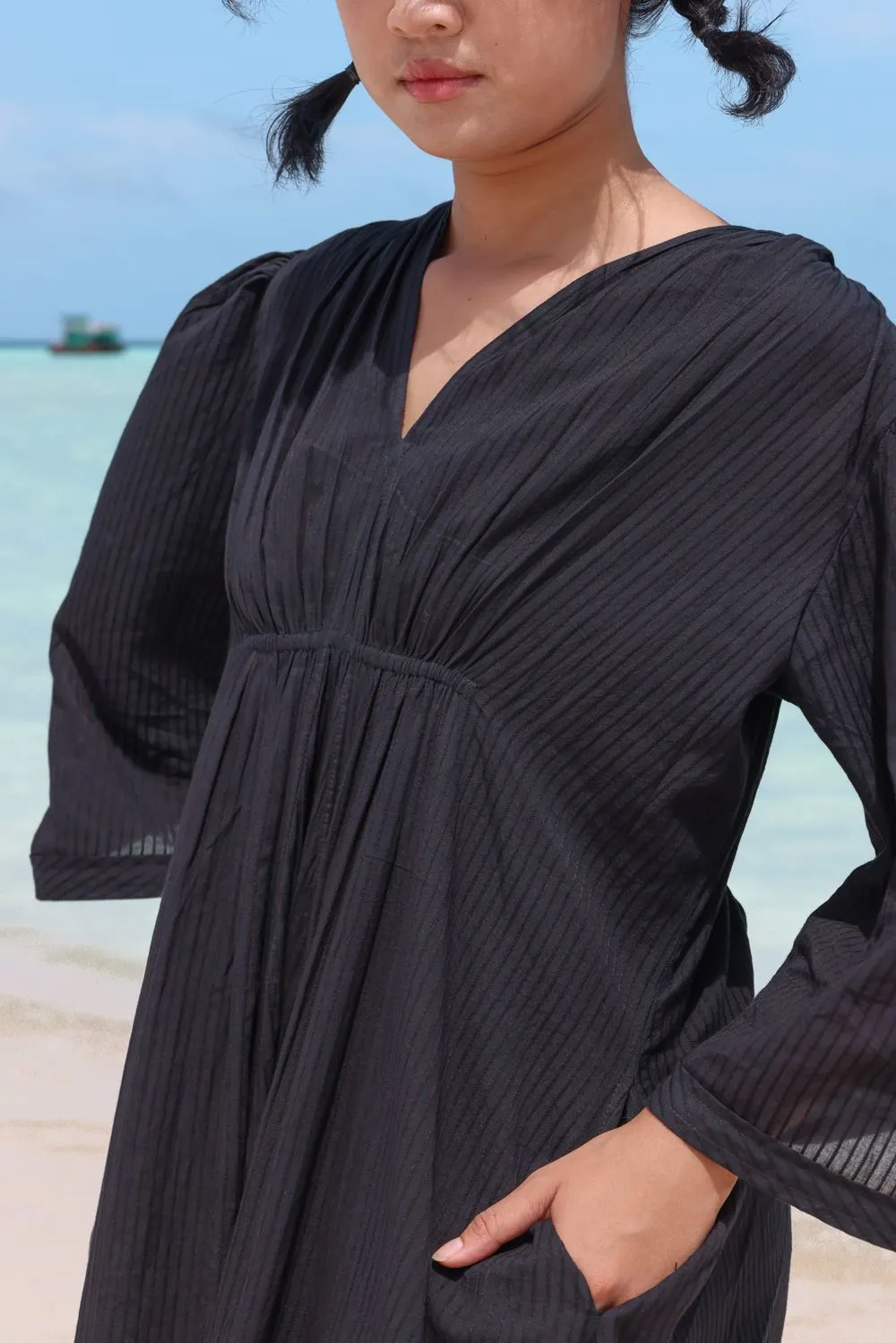 Recycled Cotton Black Casual Dress