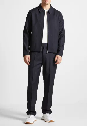 Relaxed Fit Pinstripe Tailored Trousers - Navy
