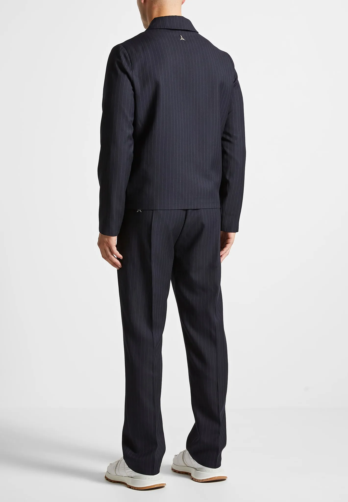 Relaxed Fit Pinstripe Tailored Trousers - Navy