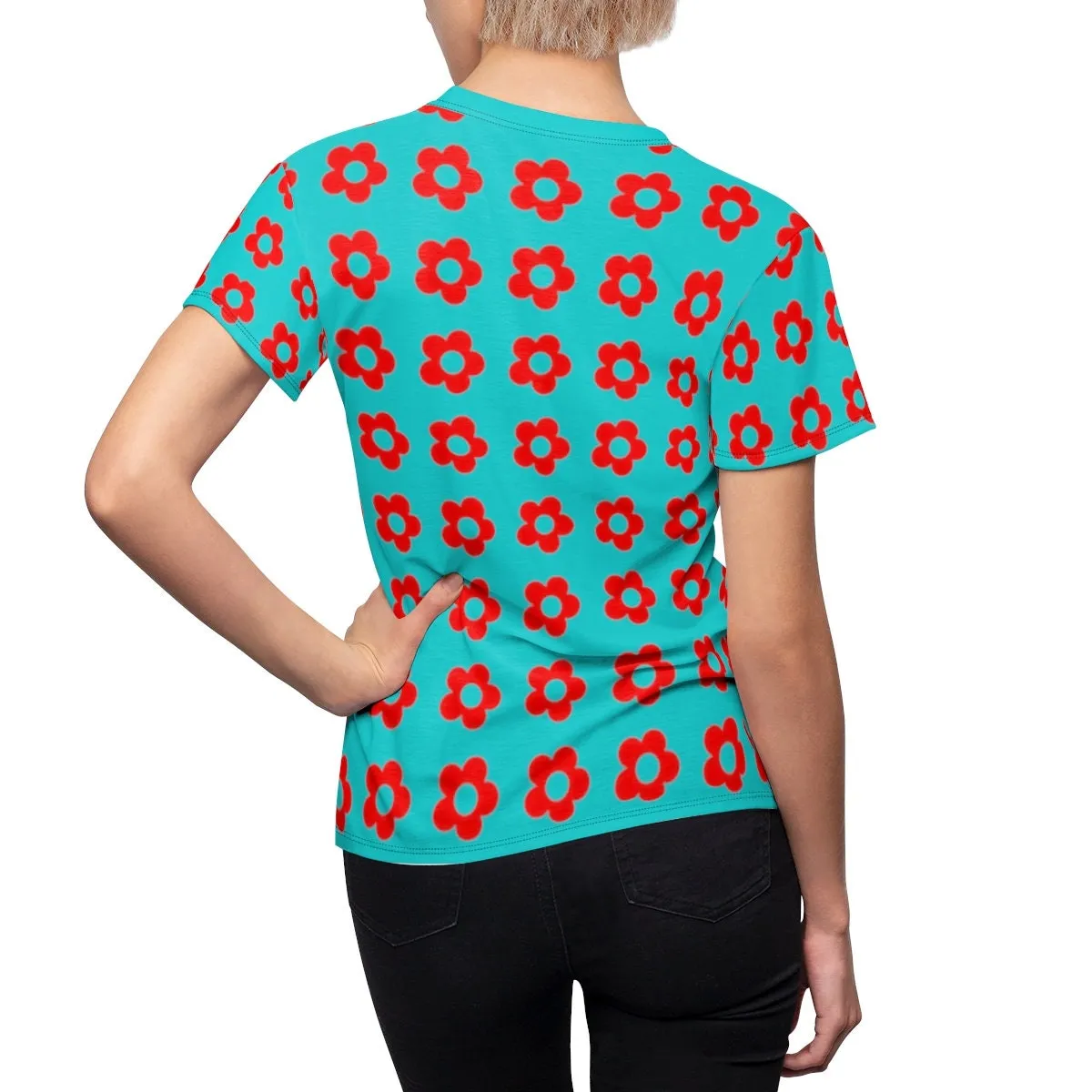 Retro Top, Mod Top, 60s tops, Vintage style top, Mod 60s top, Black Red Top, Vintage T-shirt, Vintage Floral Top, Vintage Floral Top