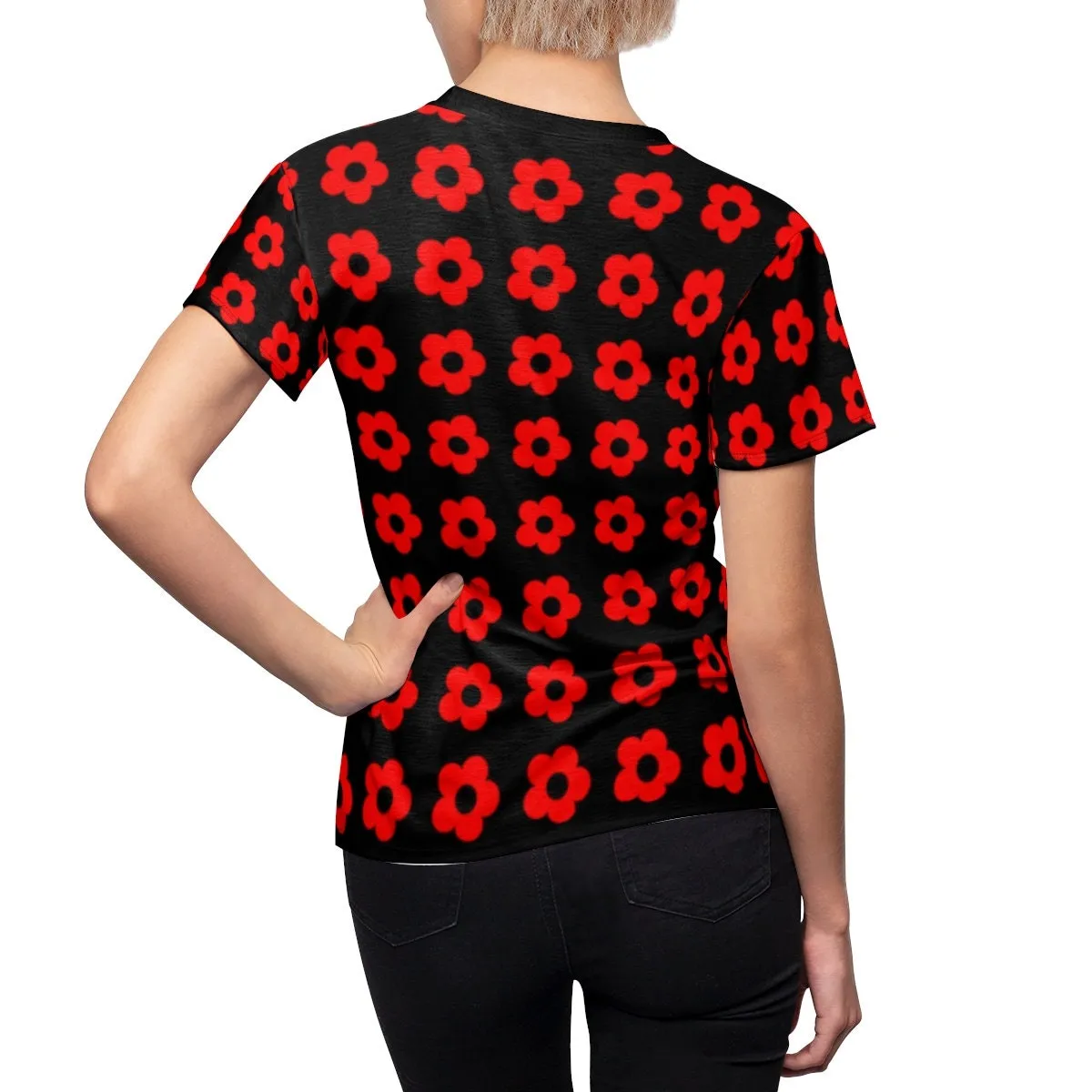 Retro Top, Mod Top, 60s tops, Vintage style top, Mod 60s top, Black Red Top, Vintage T-shirt, Vintage Floral Top, Vintage Floral Top