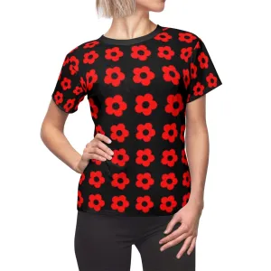 Retro Top, Mod Top, 60s tops, Vintage style top, Mod 60s top, Black Red Top, Vintage T-shirt, Vintage Floral Top, Vintage Floral Top