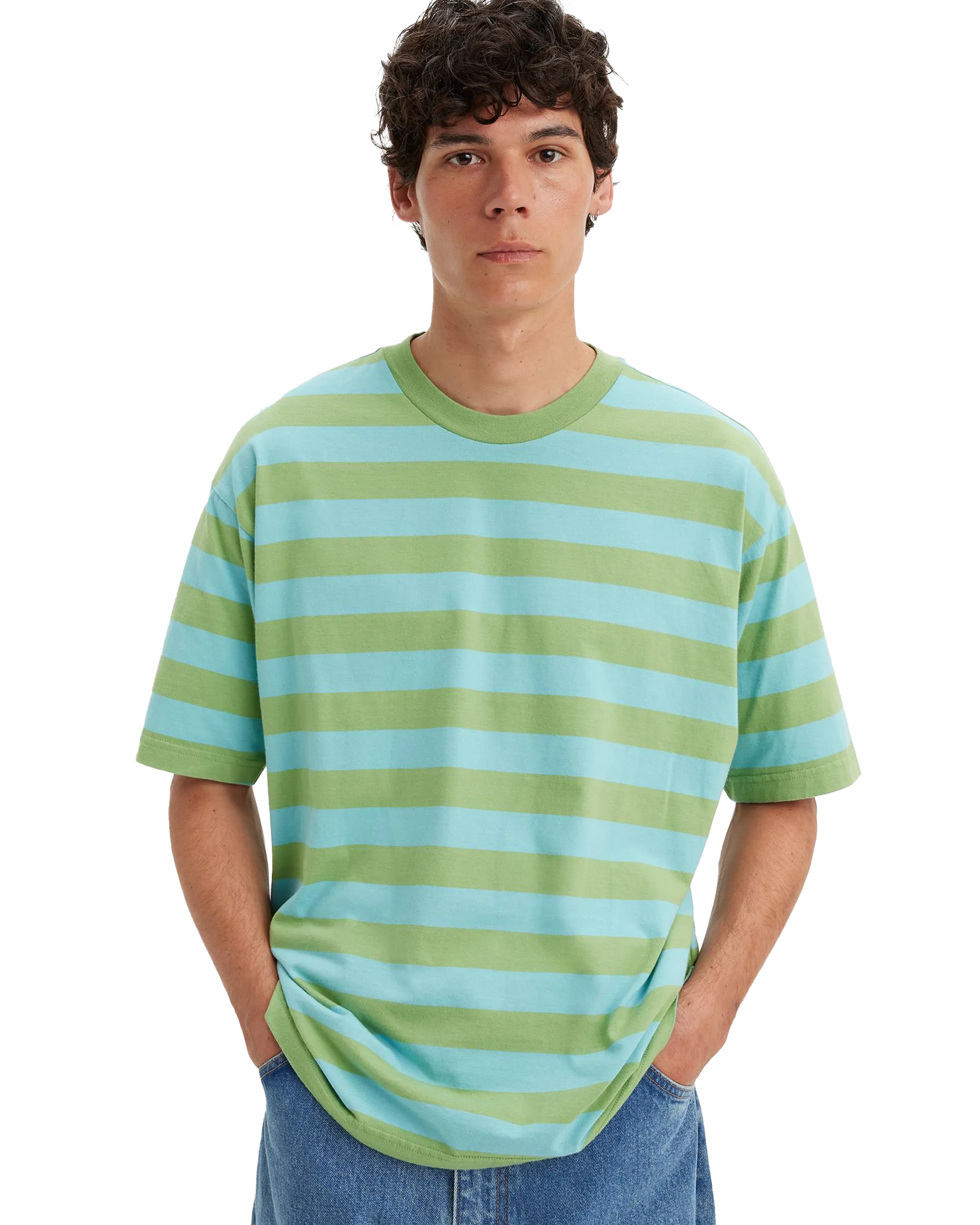 Skateboarding Graphic Boxy T-Shirt in Thinking About Blue Grey