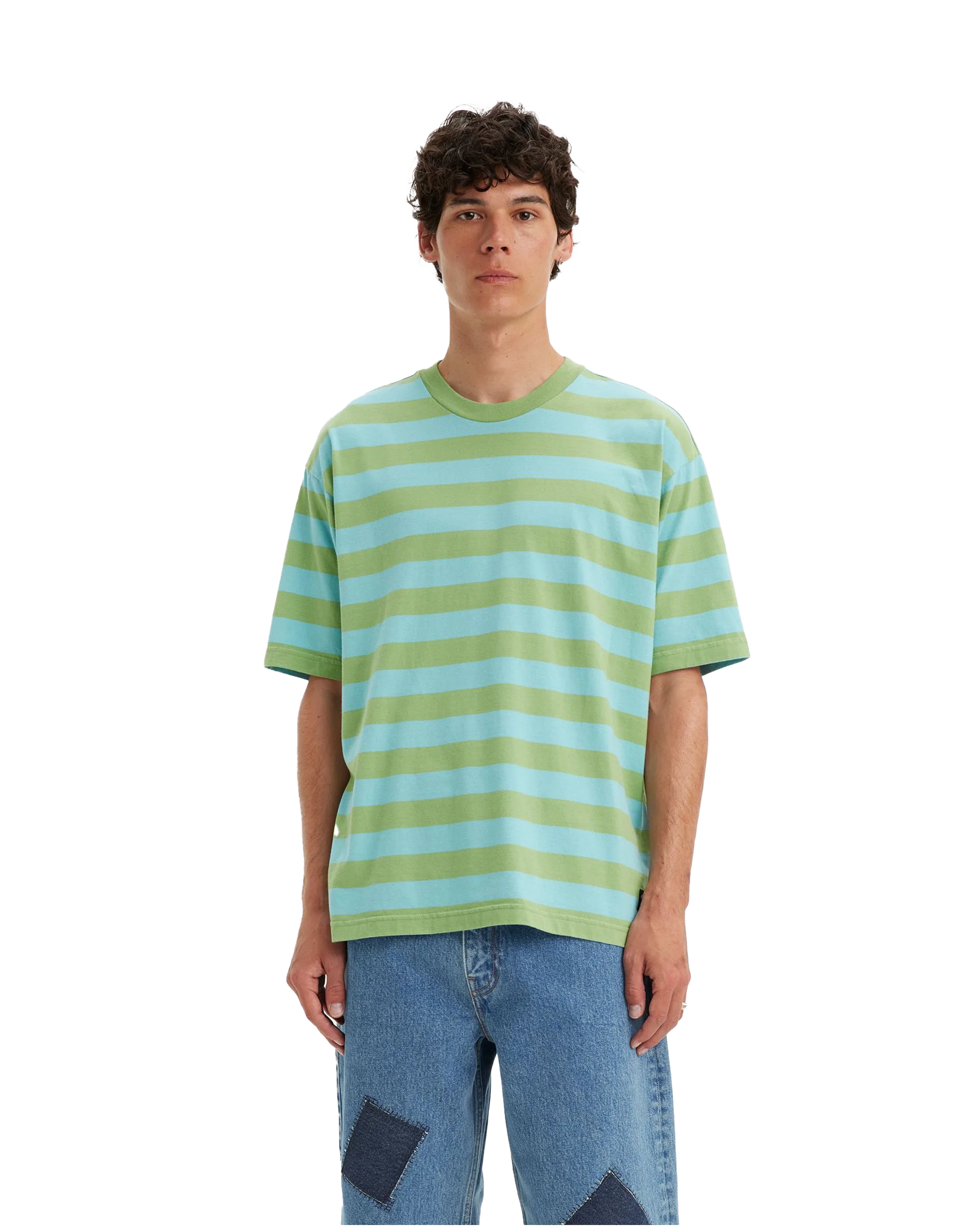 Skateboarding Graphic Boxy T-Shirt in Thinking About Blue Grey