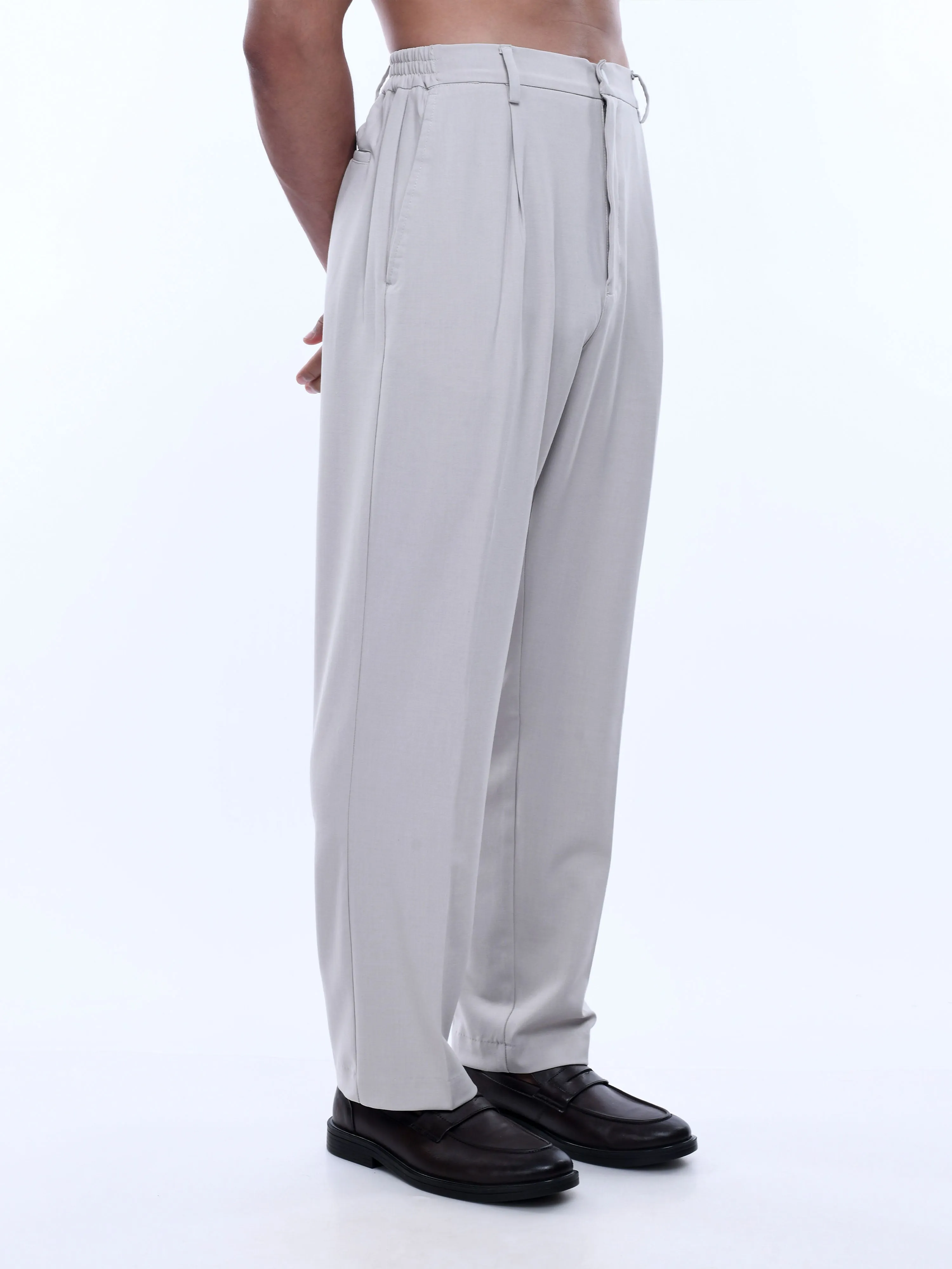 Soft Handle Relaxed Cream Trousers