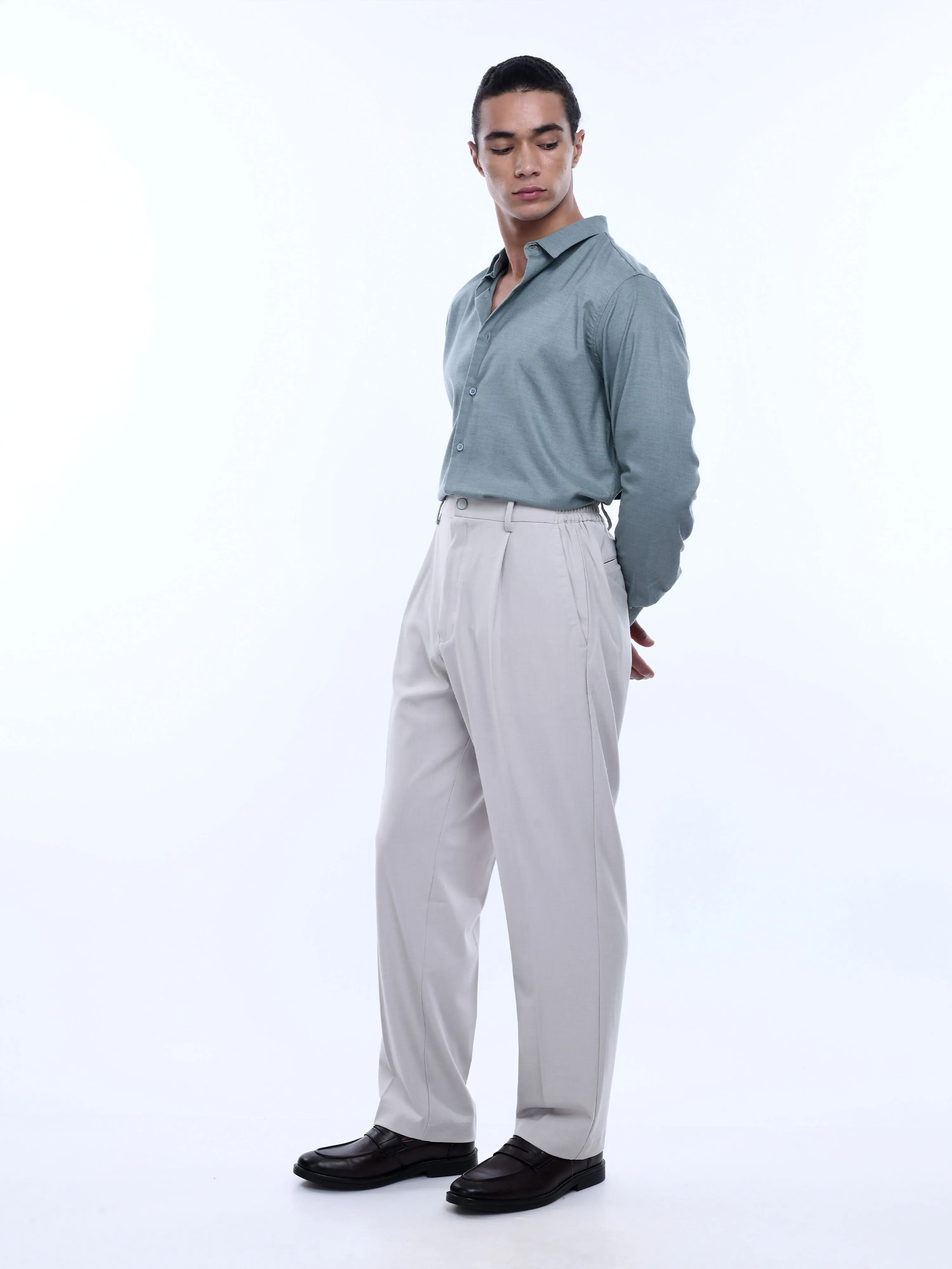 Soft Handle Relaxed Cream Trousers