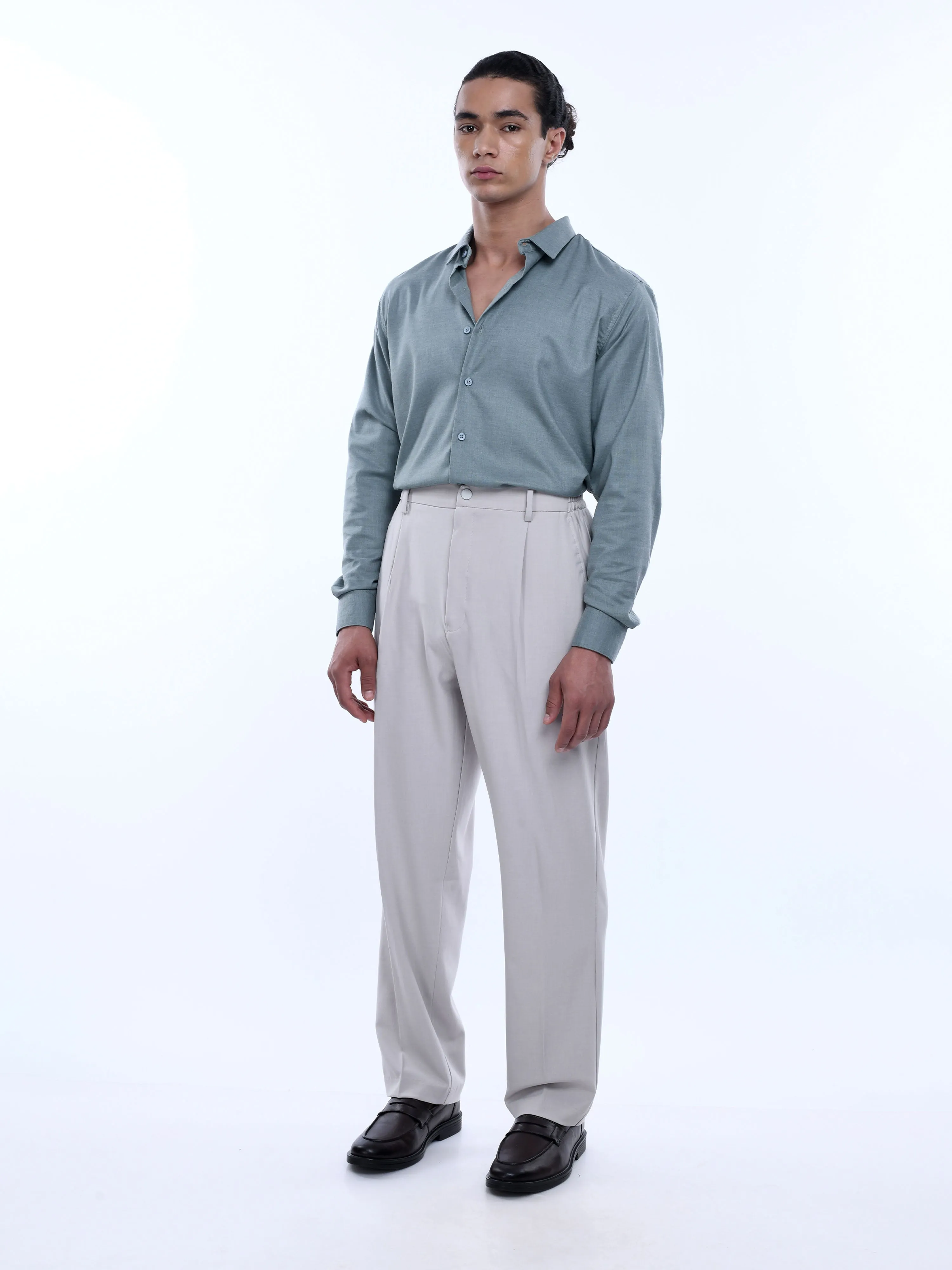 Soft Handle Relaxed Cream Trousers