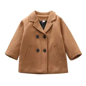 Solid Double Breasted Toddler Jacket