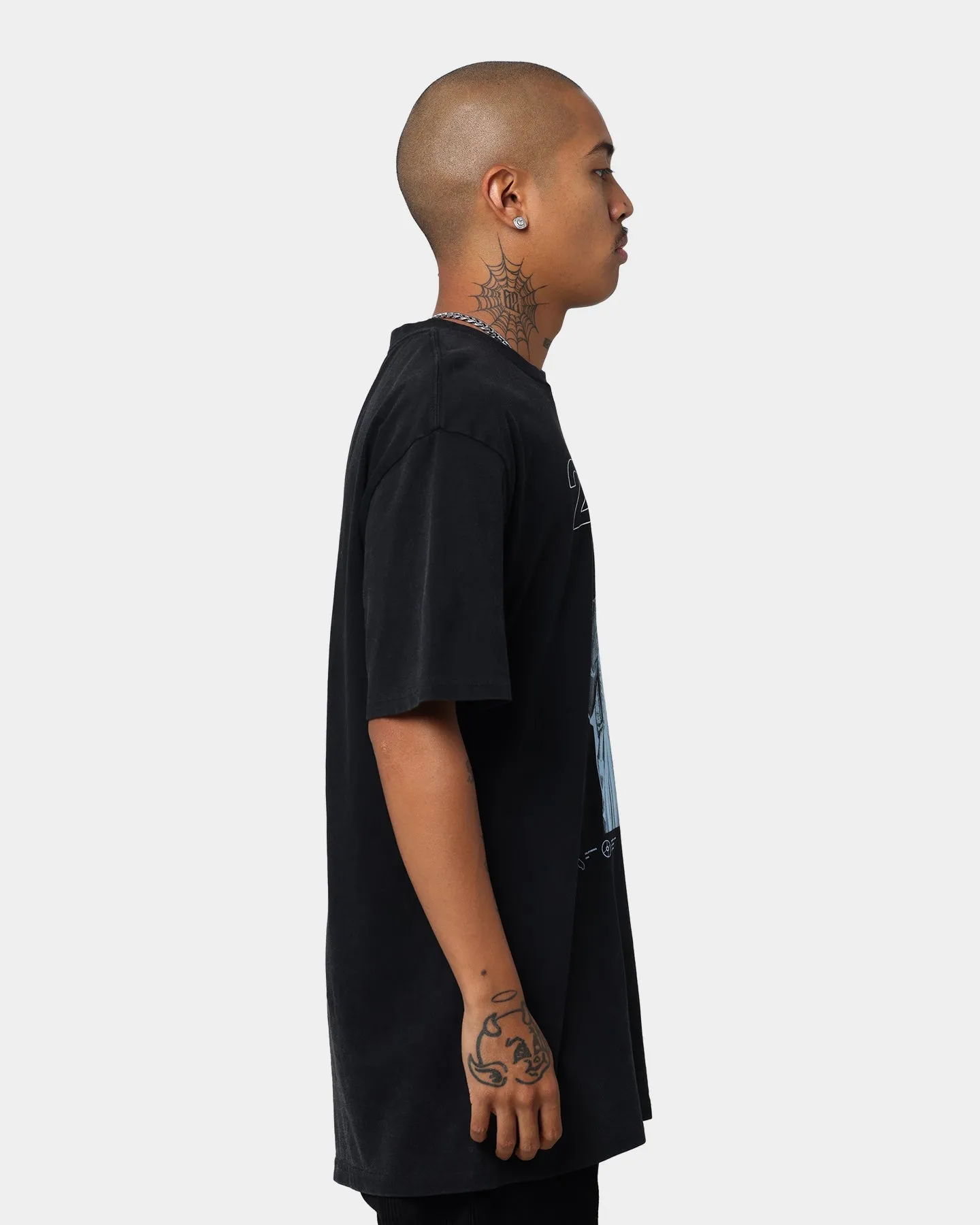 Tupac Blue Photo Short Sleeve T-Shirt Washed Black