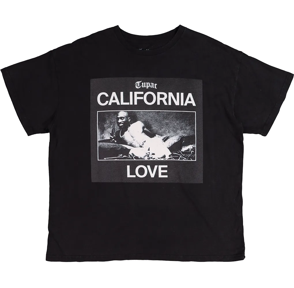 Tupac California Love Short Sleeve T-Shirt Washed Black